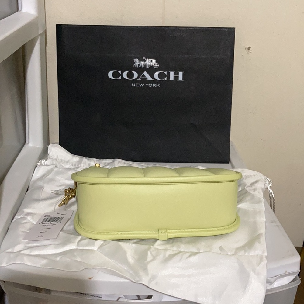 Coach quilted leather Swinger 20 B4/Pale Lime Shoulder bag - Picture 5 of 8